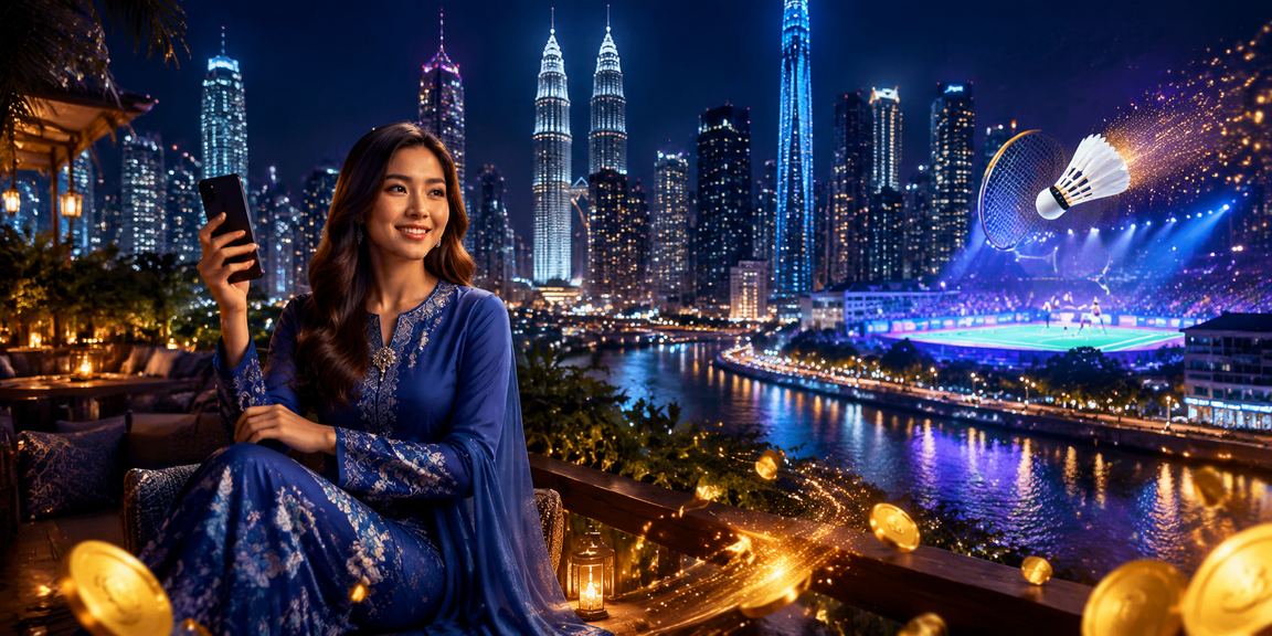 Pengguna wanita mengakses platform e-sukan rm888 melalui telefon di Kuala Lumpur